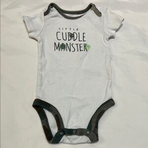 “Bundle 10/$13” Carter's newborn White and Green Cuddle Monster Bodysuit boy